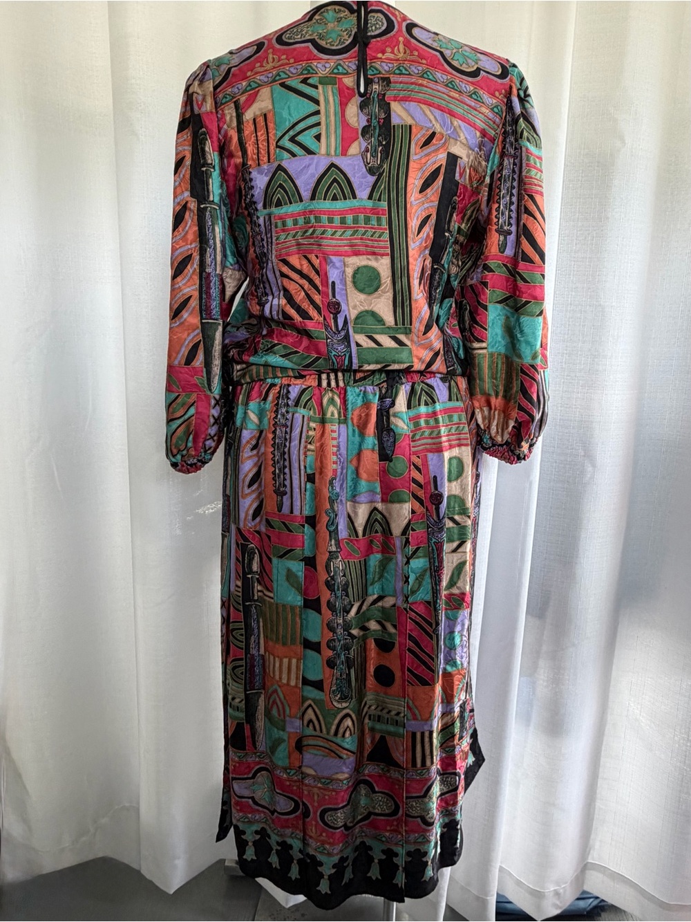 Vintage Diane Freis Original 100% Silk Abstract Print 2 Piece Skirt Set Size M - Picture 3 of 8